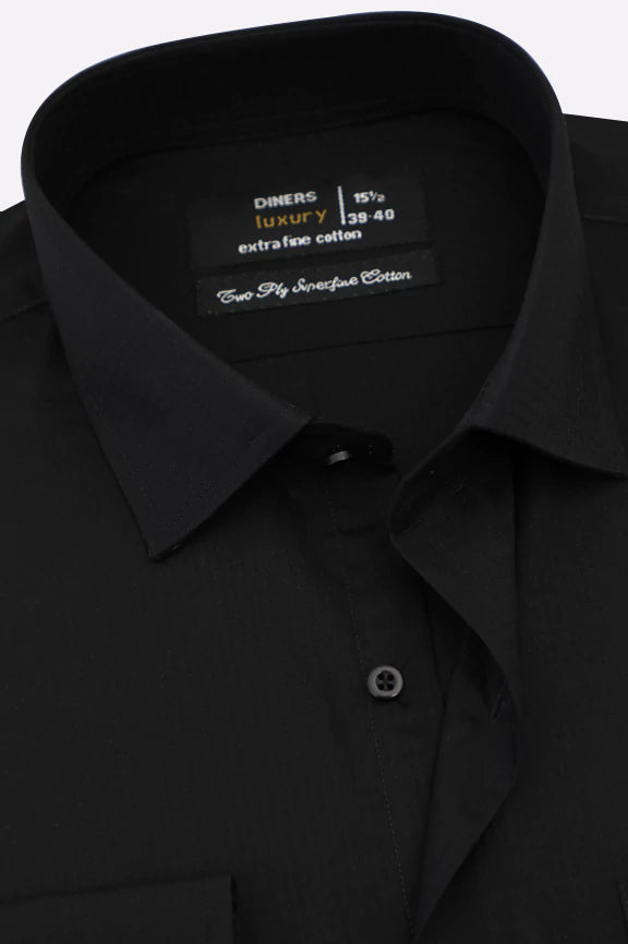 Black Self Textured Formal Shirt - Image 2