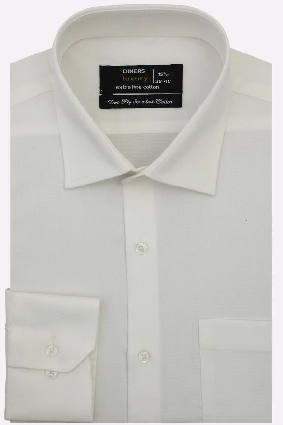 Off White Self Textured Formal Shirt