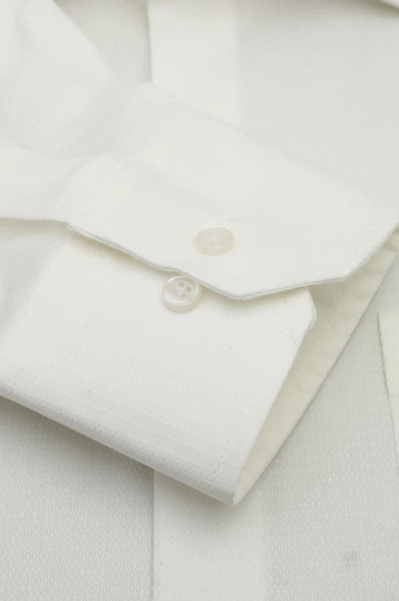 Off White Self Textured Formal Shirt - Image 3