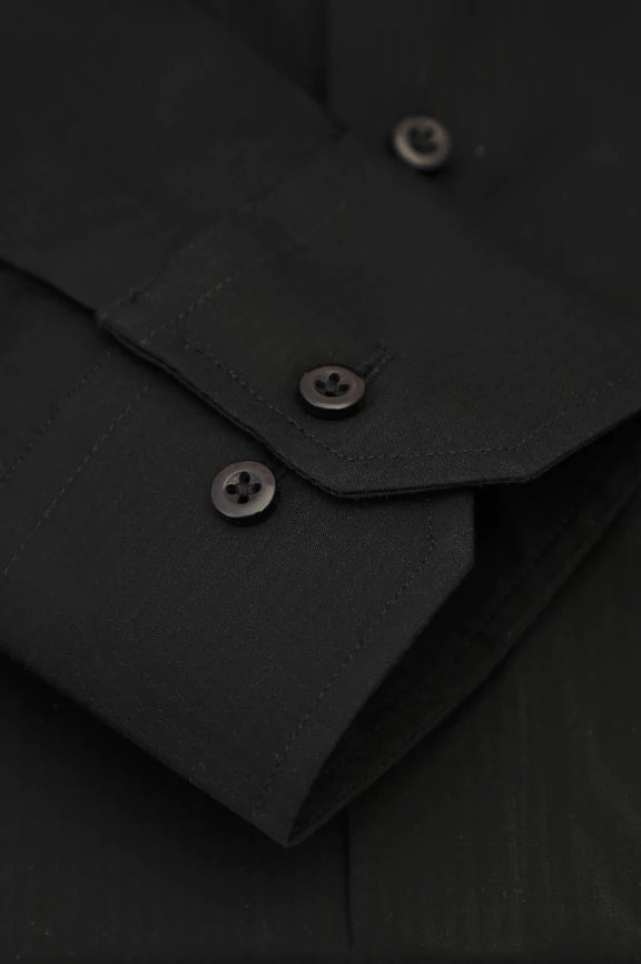 Black Self Textured Formal Shirt - Image 3