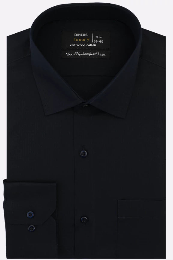 Navy Self Textured Formal Shirt