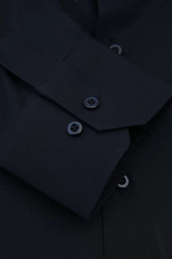 Navy Self Textured Formal Shirt - Image 3