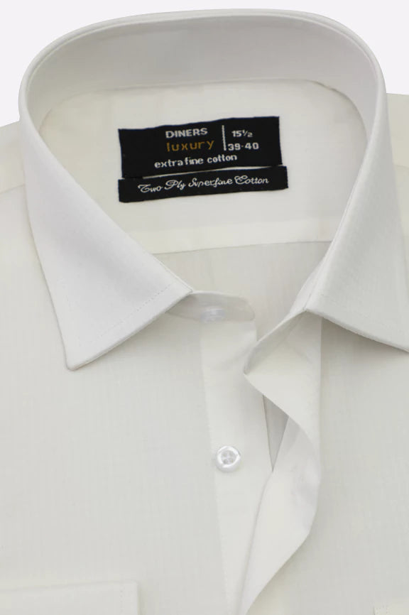Off White Self Textured Formal Shirt - Image 2