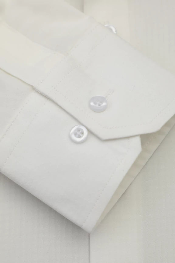 Off White Self Textured Formal Shirt - Image 3