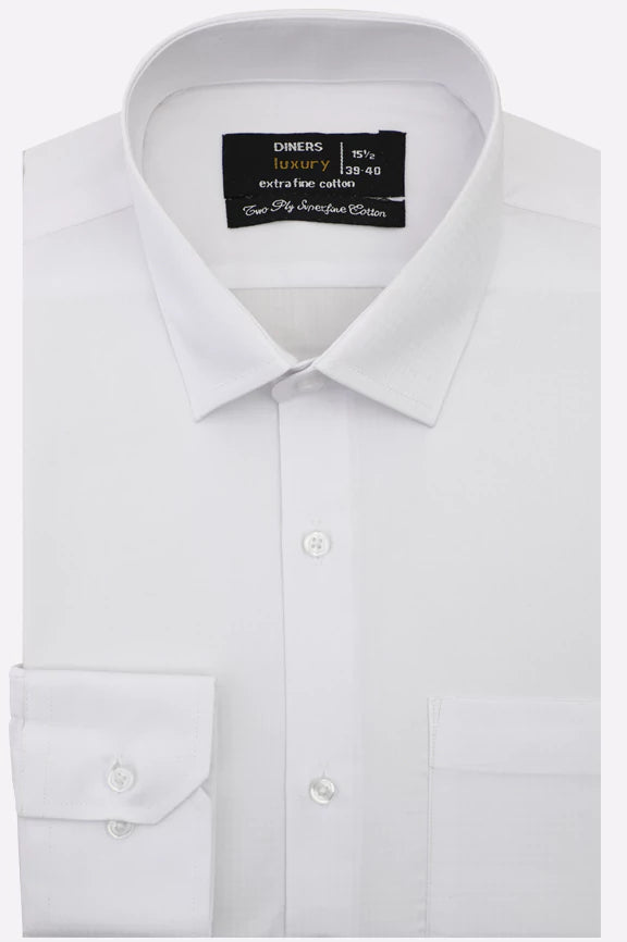 White Self Textured Formal Shirt
