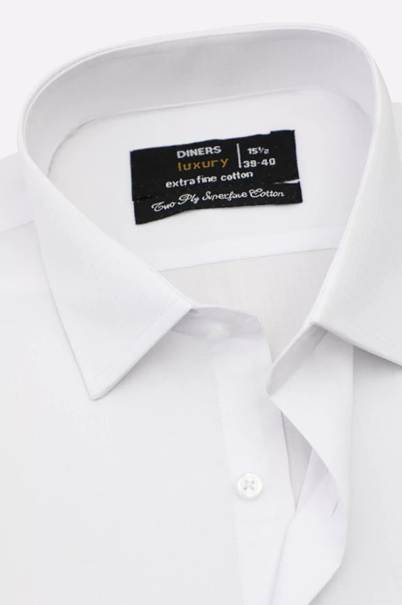 White Self Textured Formal Shirt - Image 2