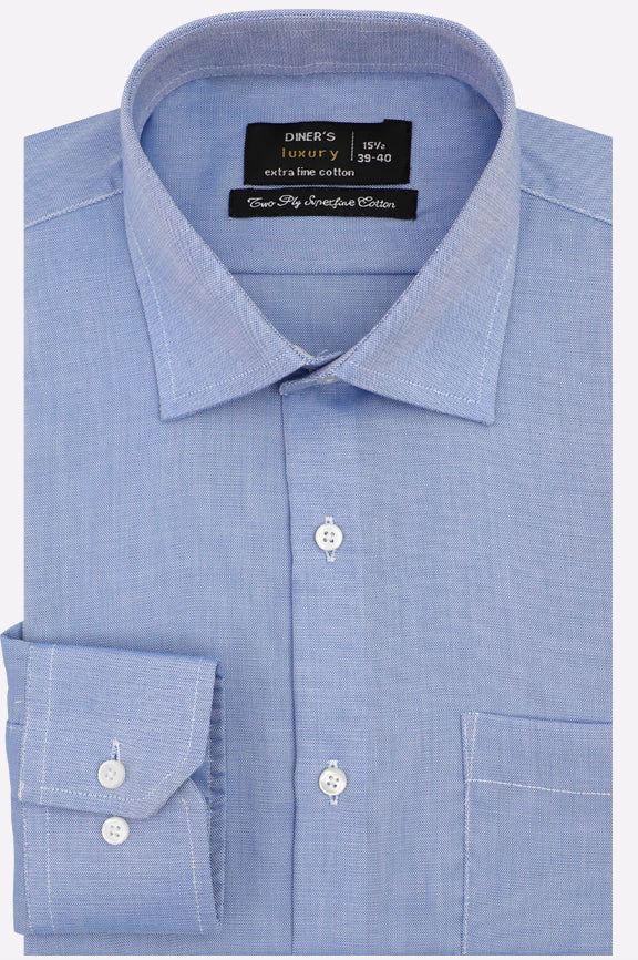 Blue Self Textured Formal Shirt