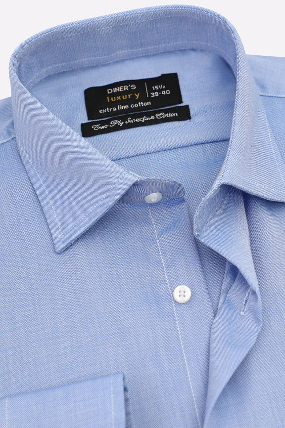 Blue Self Textured Formal Shirt - Image 2