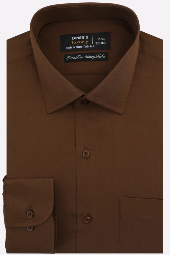 Brown Self Twill Formal Shirt