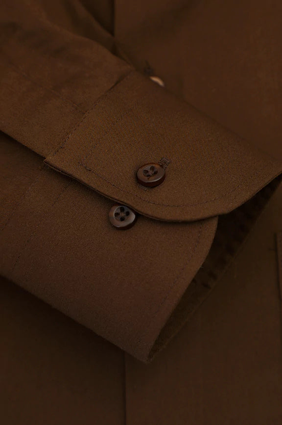 Brown Self Twill Formal Shirt - Image 3