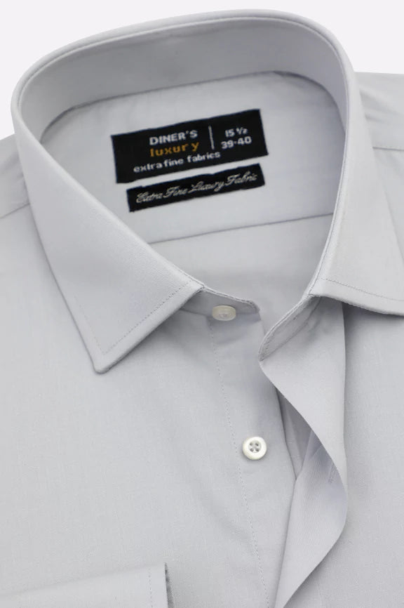 Light Grey Self Twill Formal Shirt - Image 2
