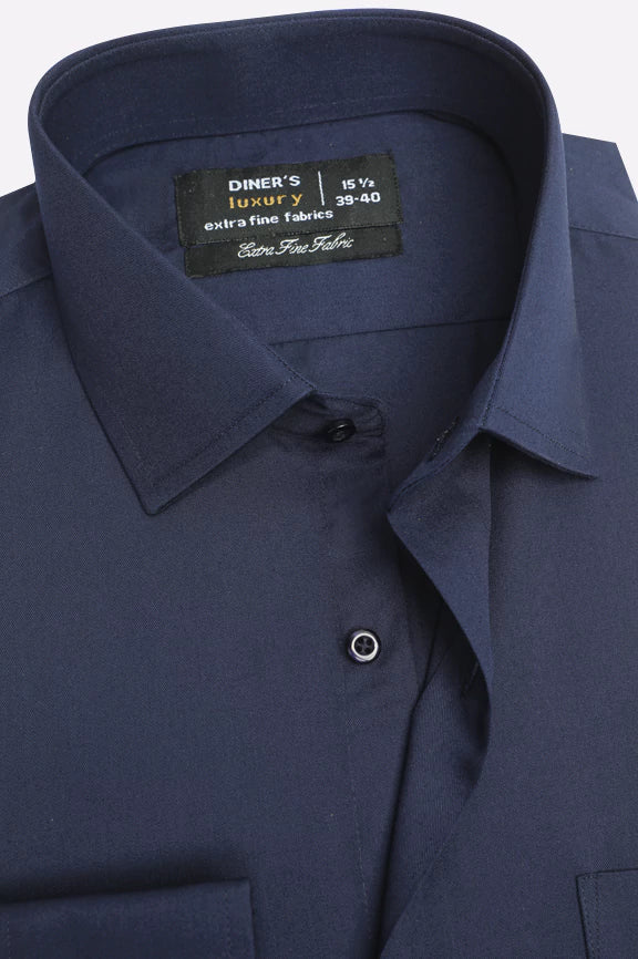 Navy Blue Self Twill Formal Shirt - Image 2