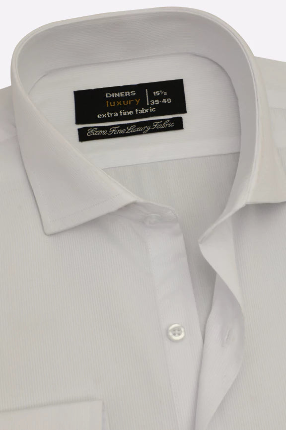 White Hairline Stripes Formal Shirt - Image 2