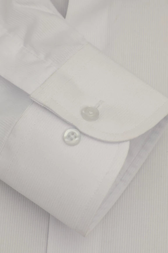 White Hairline Stripes Formal Shirt - Image 3