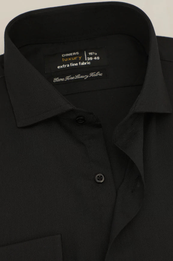 Black Self Textured Formal Shirt - Image 2