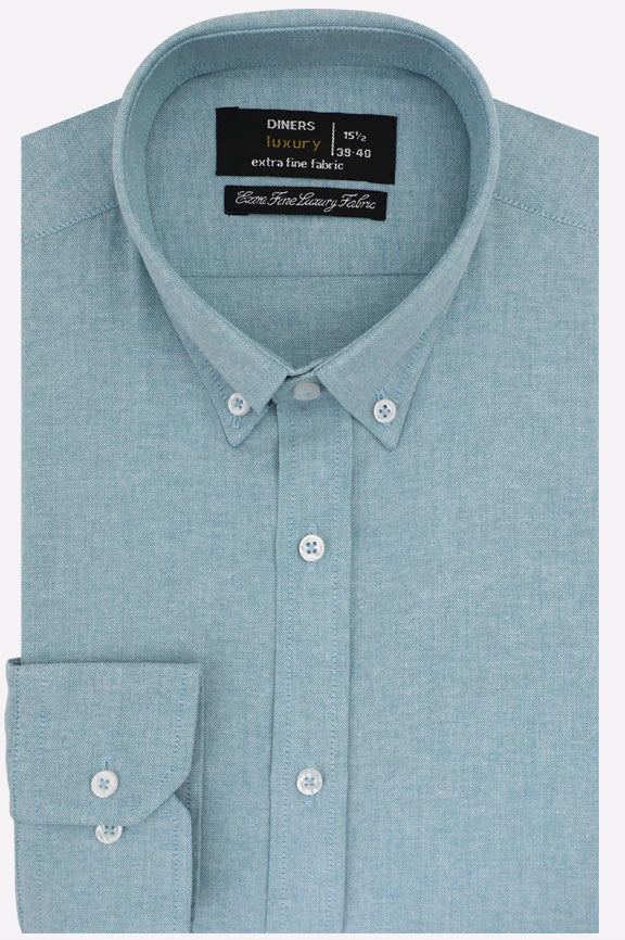 Sea Green Self Textured Formal Shirt