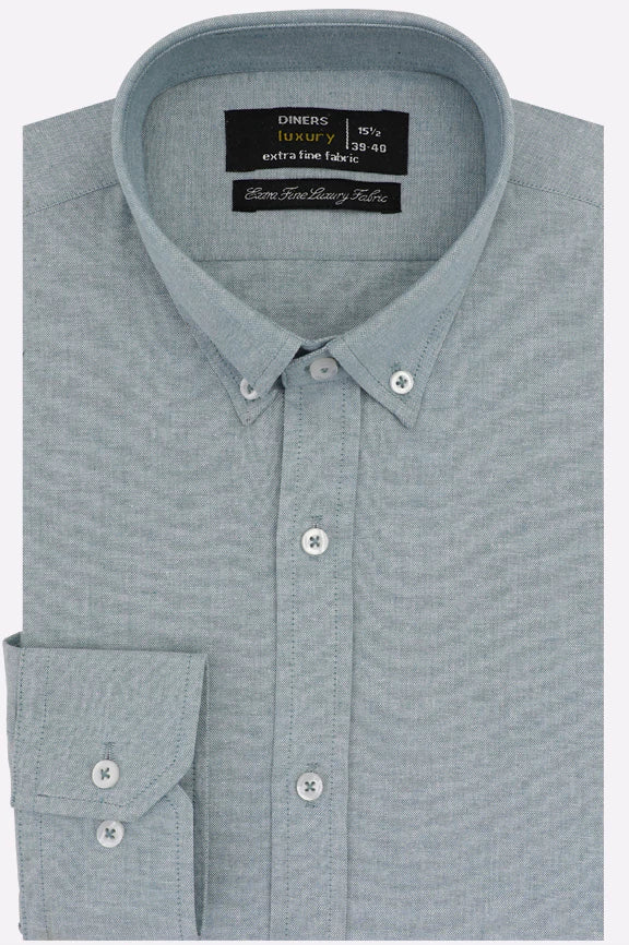 Green Self Textured Formal Shirt