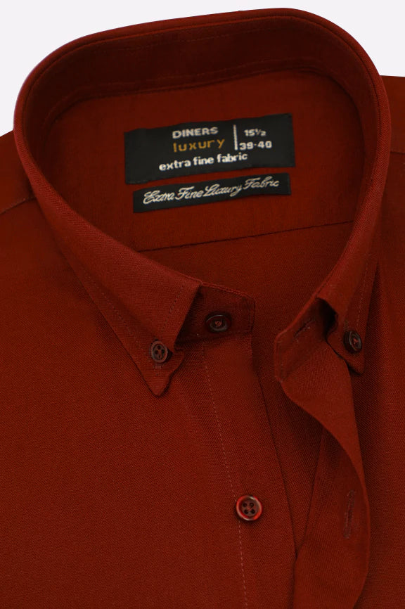 Maroon Self Textured Formal Shirt - Image 2