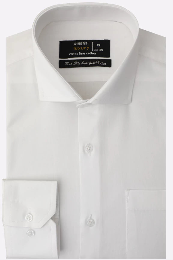 White Twill Self Textured Formal Shirt