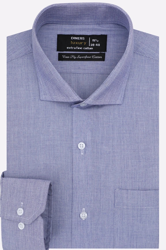 Blue Self Textured Formal Shirt