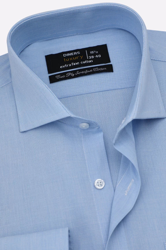 Light Blue Self Textured Formal Shirt - Image 2