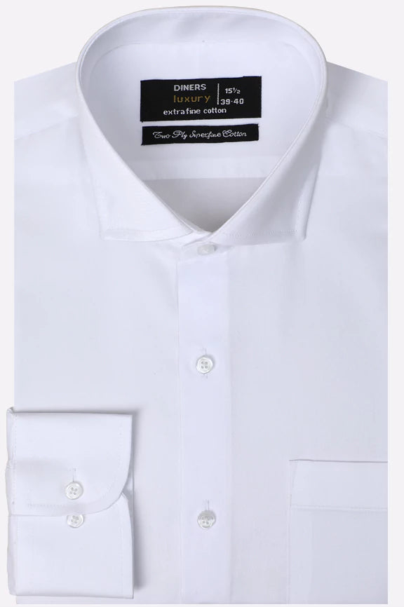 White Self Twill Texture Formal Shirt