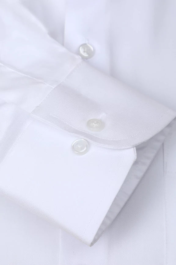 White Self Twill Texture Formal Shirt - Image 3