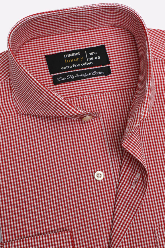 Red Mini-Check Formal Shirt - Image 2