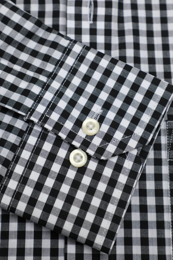 Black Gingham Check Formal Shirt - Image 3