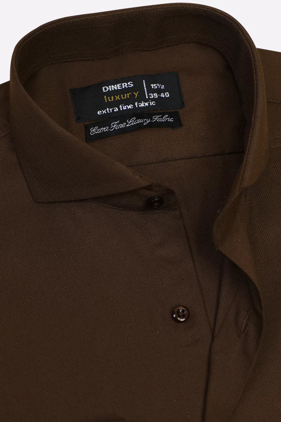 Brown Dobby Formal Shirt - Image 2