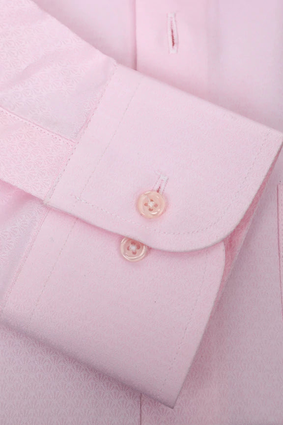 Pink Self Textured Formal Shirt - Image 3