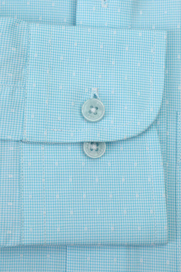 Sky Blue Houndstooth Check Formal Shirt - Image 3