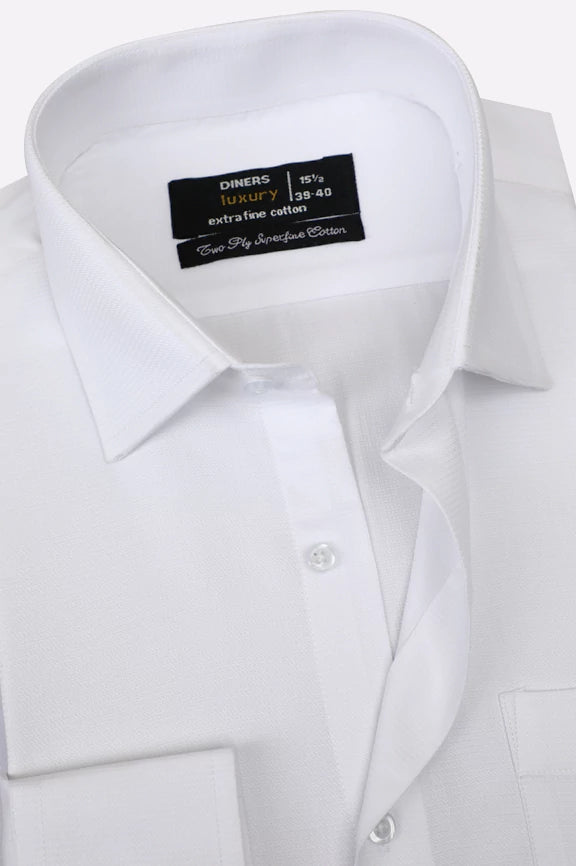 White Self Textured Formal Shirt - Image 2
