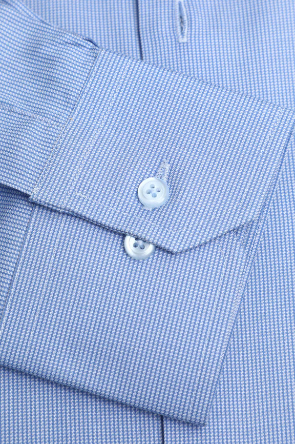 Blue Houndstooth Check Formal Shirt - Image 3
