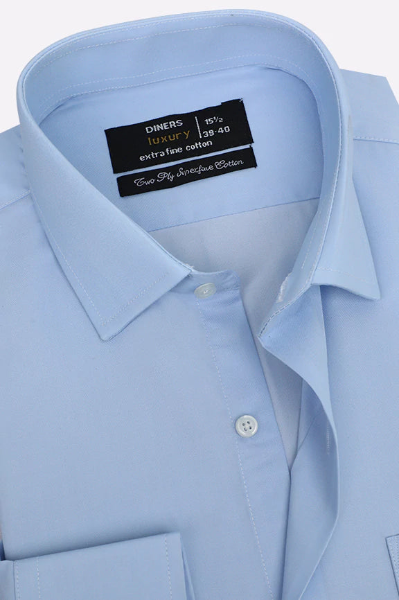 Sky Blue Self Formal Shirt - Image 2