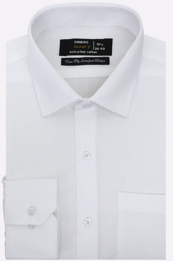 White Self Textured Formal Shirt
