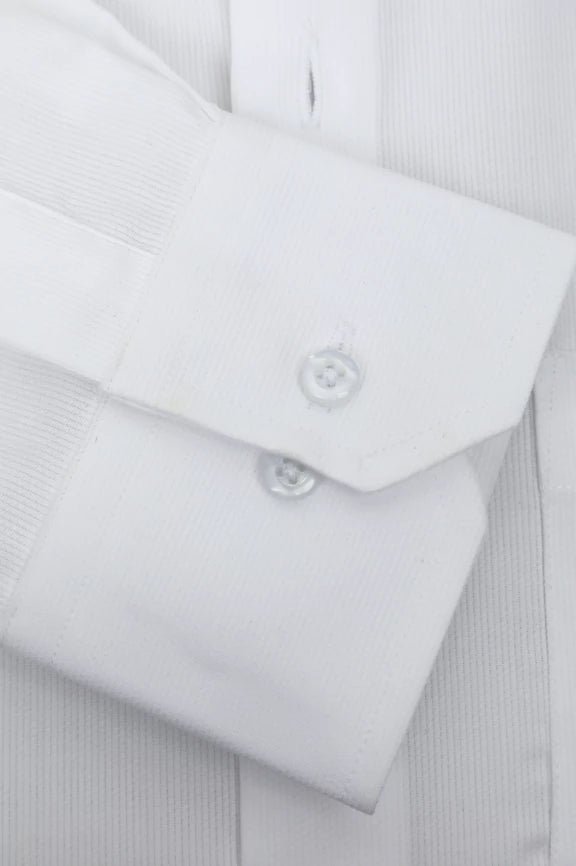 White Self Textured Formal Shirt - Image 3