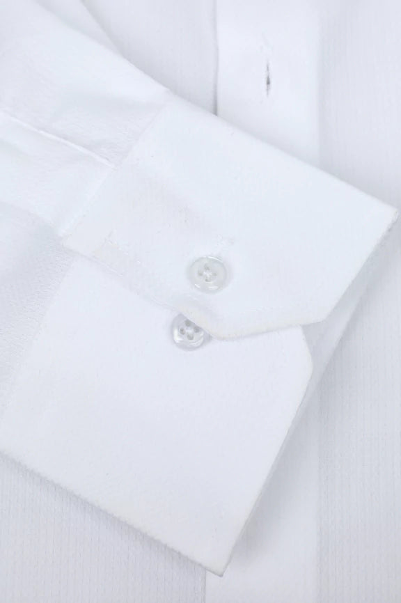 White Self Textured Formal Shirt - Image 3