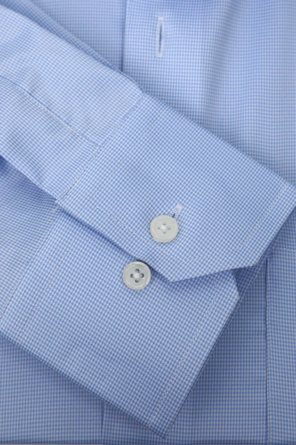 Sky Blue Houndstooth Check Formal Shirt - Image 3
