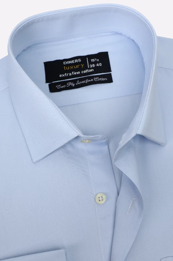 Sky Blue Twill Textured Formal Shirt - Image 2