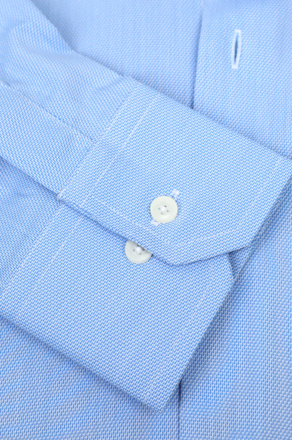 Sky Blue Self Textured Formal Shirt - Image 3