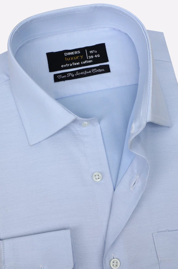 Sky Blue Self Twill Formal Shirt - Image 2