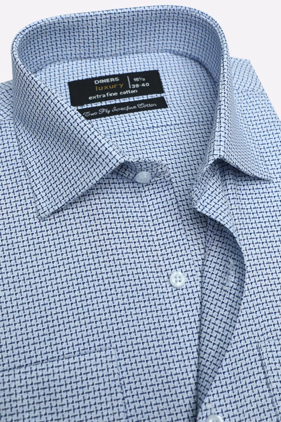 Blue Glen Plaid Check Formal Shirt - Image 2
