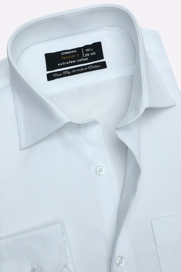 Off White Self Textured Formal Shirt - Image 2