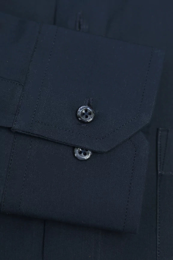 Navy Blue Self Textured Formal Shirt - Image 3