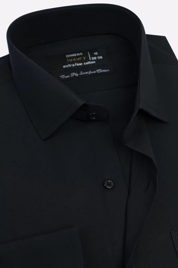 Black Plain Formal Shirt - Image 2