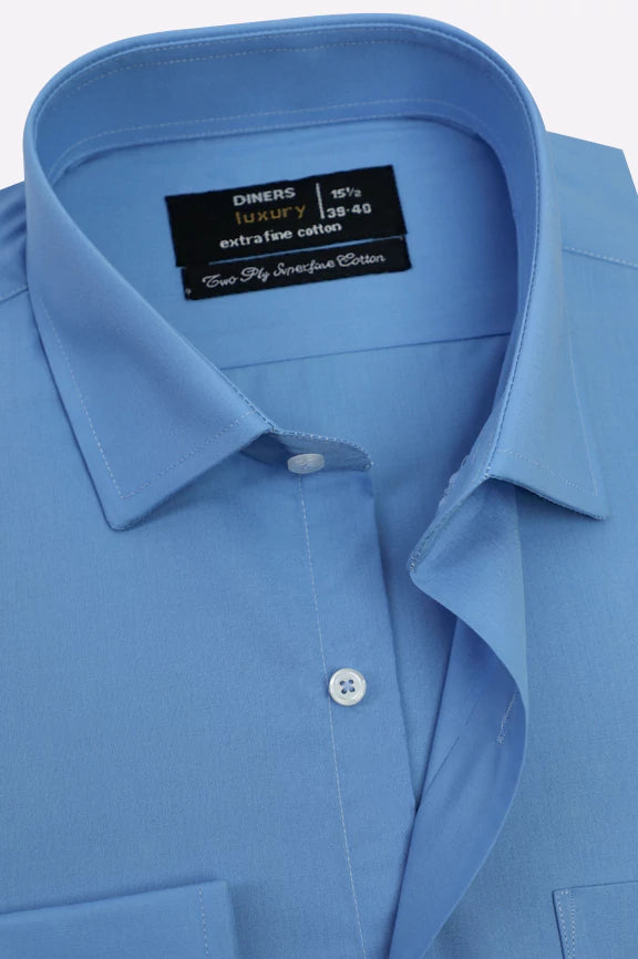 Blue Plain Formal Shirt - Image 2