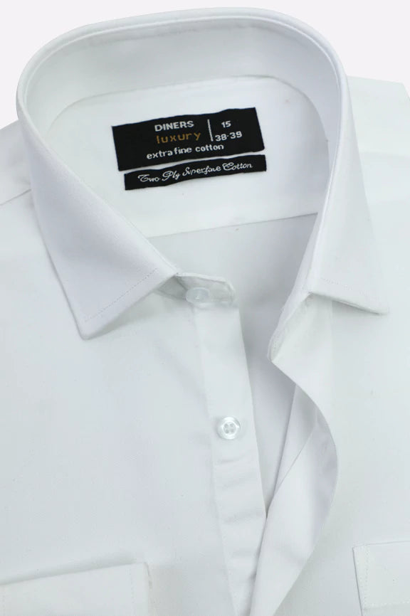 White Self Formal Shirt - Image 2