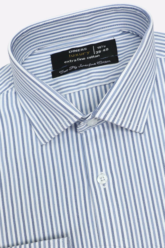 Blue Pinstripes Formal Shirt - Image 2