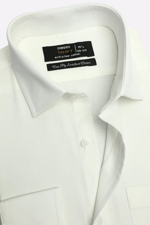 White Self Textured Formal Shirt - Image 2